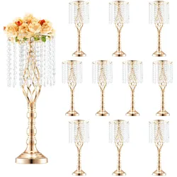 VEVOR 10 Stück 55 cm hoher Blumenständer aus Kristallglas für Hochzeiten, Metallvase für Hochzeitsmittelstücke, goldene Blumenhalter, Blumenständer für Tische, Hochzeitsessen, Partys, Zeremonien, Geburtstagsveranstaltungen