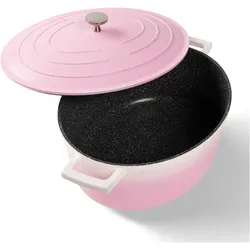 Stoneline Rosa Gourmet Bräter 32x25 cm mit Deckel, Backofen und Induktion geeignet, Antihaft, Pfanne + Kochtopf, Rosa