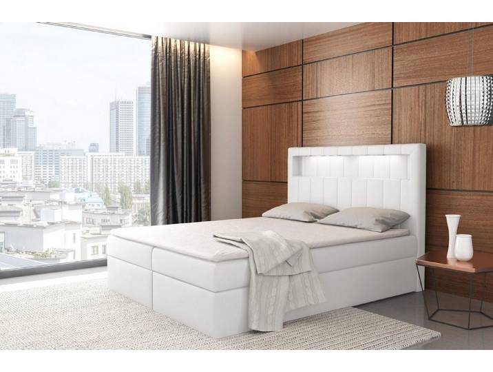 JVmoebel Boxspringbett Beleuchtetes Samt-Bett in Rot mit Stauraum für Hotels (1-St)