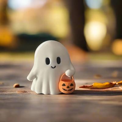 Uplift Treasures Cute Anime Pumpkin Ghost Statue Halloween Tabletop Decoration Cute Anime Pumpkin Ghost Statue Halloween Tabletop Decoration