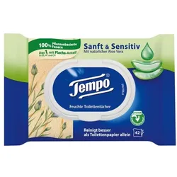 Tempo Feuchtes Toilettenpapier »Sanft & Sensitiv« 42 Blatt weiß