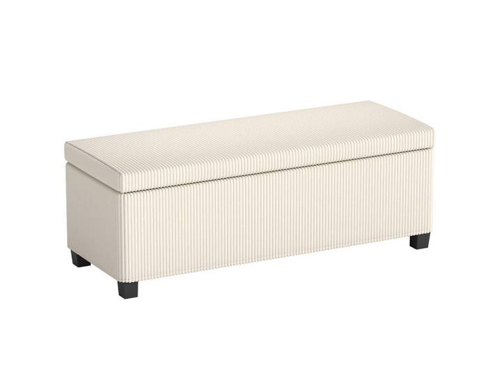 Homcom Sitzbank mit Stauraum Polsterbank mit Cord-Optik, Stahlbeine, Beige, Metall, 42x40x112 cm, Esszimmer, Bank, Sitzbänke