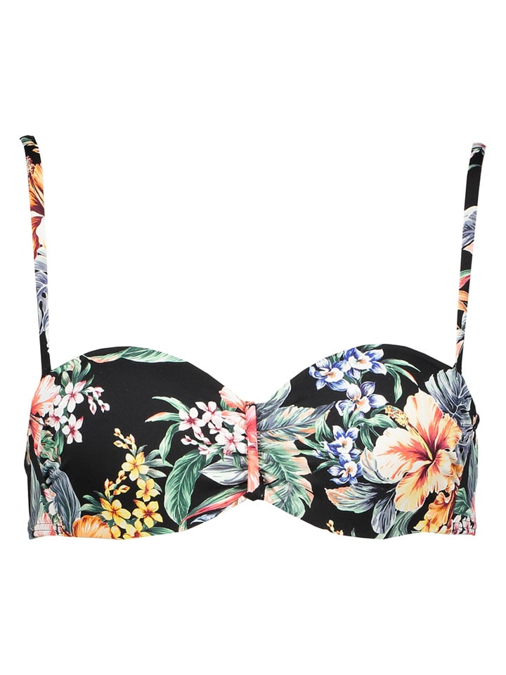 LASCANA Bikini-Oberteil in Schwarz/ Bunt - 36A-Cup
