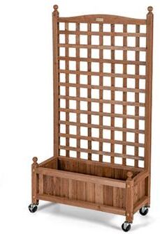 Costway 50 Inch Wood Planter Box with Trellis Mobile Raised Bed for Climbing Plant