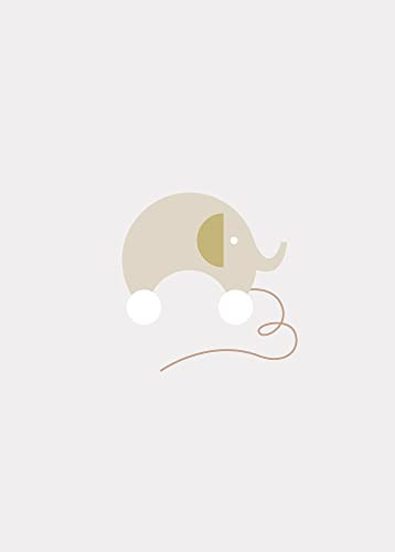 Komar Baby Happy Kunstdruk PURE Boutique - Poster met dieren illustratie - Bruin, wit, grijs - 50 x 70 cm