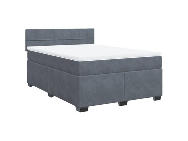 PUGYNBK Boxspringbett, Samt, Dunkelgrau, 140 x 200 cm Taschenfedern, atmungsaktiver Matratzenschoner, abnehmbarer Bezug, Lattenrost