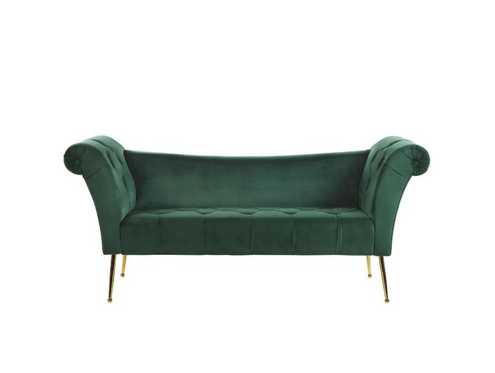 CHAISELONGUE Samtstoff dunkelgrün/gold Nantilly
