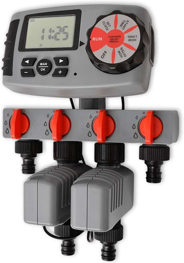 vidaXL Minuterie automatique d'irrigation avec 4 stations 3 V