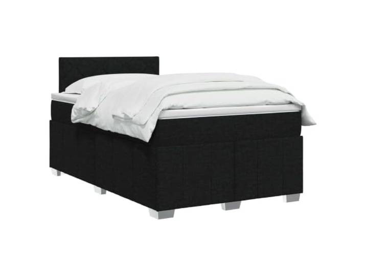 PUGYNBK Boxspringbett, 120 x 190 cm, Schwarz, mit Matratze LED-Lichter, verstellbares Kopfteil, robustes Holz, waschbare Bezüge