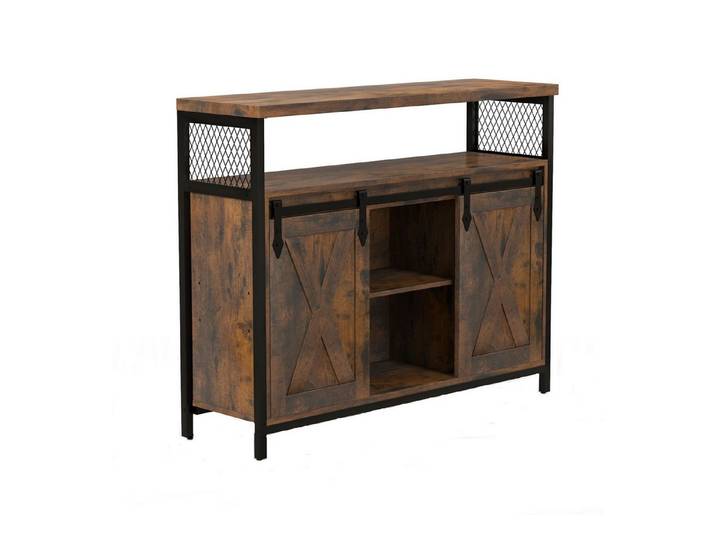 KOMFOTTEU Sideboard, Buffetschrank mit Schiebetüren & verstellbare Ablagen