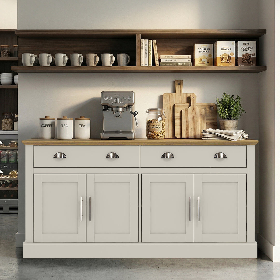 August Grove Sufy Benniton 4 Door 2 Drawer Sideboard Gray 73.4cm H X 147.4cm W X 39.8cm D