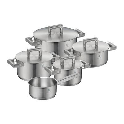 Topf-Set WMF "Ultimate Cool+ Induktion, Kochtopf Set mit Edelstahldeckel", grau (edelstahl), Töpfe, Induktionstöpfe Set unbeschichtet, wärmereduzierende Cool+ Griffe