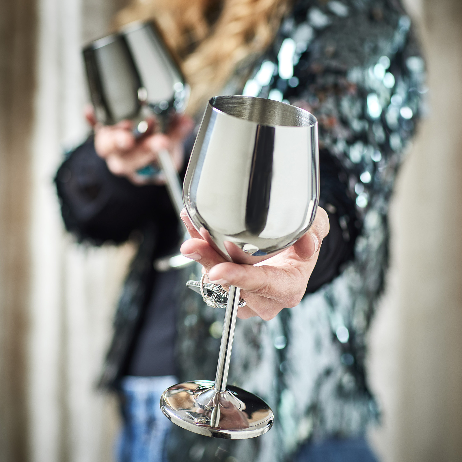 home24 Manhattan Lounge wijnglas zilver