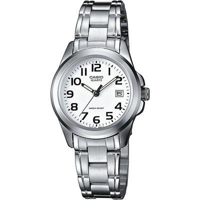 Quarzuhr, silber (edelstahlfarben), CASIO TIMELESS COLLECTION, Armbanduhren, Damen, Quarzuhr, Armbanduhr, Damenuhr, analog, Datum, Edelstahlarmband