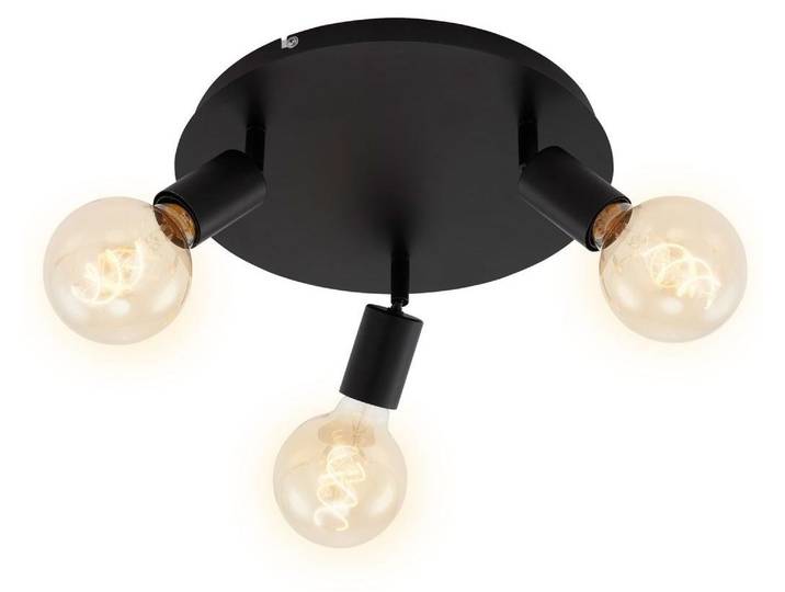 Plafonnier Spot BRILONER LEUCHTEN PEARL\, 60 W\, IP20\, noir\, métal\, excl. 3x E27\, intensité lumineuse variable\, Ø 30 cm