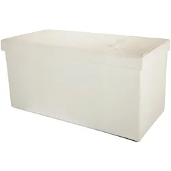 Intirilife Faltbare Sitzbank 78x38x38 cm in OPALIN WEISS - Sitzwürfel Fußhocker mit Stauraum und Deckel aus Kunstleder mit Polsterknöpfen