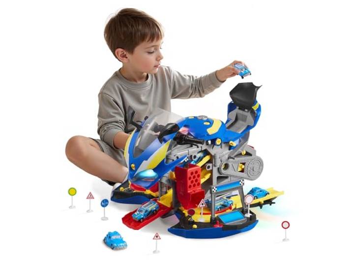VEVOR Jouet Moteur Moto\, 25 Pièces\, Jouet Mécanicien Moto avec Pièces Amovibles\, Lumières et Sons\, Simulation de Conduite et de Course sur Piste\, Atelier de Mécanique pour Enfants 3 Ans et Plus\, Bleu