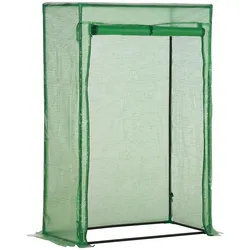 MODFU Gewächshaus mit aufrollbarer Tür Dunkelgrün 100x50x150 cm aus Stahlrahmen und Kunststoffhülle UV-beständig platzsparend für Balkon und Garten