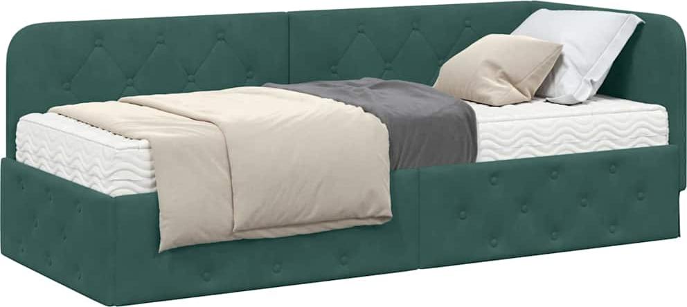 Eckbettgestell Dunkelgrün 80 x 200 cm Samt