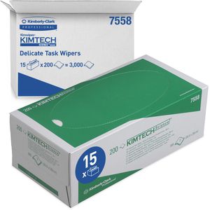 Kimtech Einwegtücher Science 7558, Präzisionswischtücher, weiß, 2-lagig, antistatisch, Zellstoff, 20,5 x 20 cm, 15 x 200 Blatt