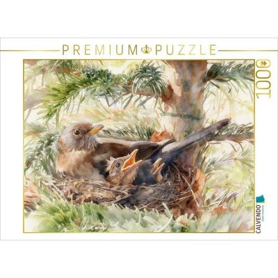 CALVENDO Puzzle Amsel mit Nachwuchs | 1000 Teile Lege-Größe 64 × 48 cm Foto-Puzzle für glückliche Stunden