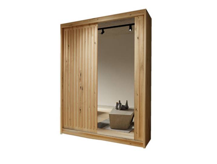 Compleo Schwebetürenschrank mit Spiegel und Lamellen ROY, Modern design