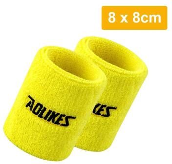 Uplifted Finds AOLIKES Premium Cotton Moisture Wicking Sports Wrist Sweatbands (1 Pair) 8cm Yellow