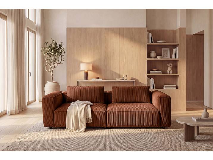 3-Sitzer Sofa Rot Cordstoff Rabia 228 x 73 x 106cm Modern