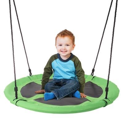 "Saucer Swing- 40"" Diameter Hanging Tree or Swing Set, Round Disc with Adjustable Rope by Hey! Play!"
