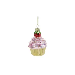 HOME STORY Weihnachtsbaumschmuck Cupcake   ¦ rosa/pink ¦ Glas,Aluminium ¦ Maße (cm): H: 10  Ø: 7.0