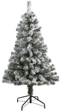 Nearly Natural 4' Flocked West Virginia Fir Christmas Tree - Green