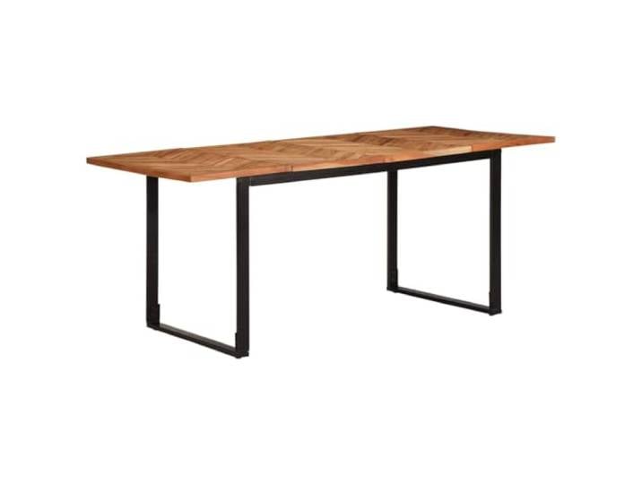 LKJephalotrop Esstisch Massivholz 180x90x75 cm Akazie mit Metallgestell Stabiler Küchentisch aus feinem Akazienholz mit Industrie-Eisengestell für gemütliche Abende im Esszimmer.