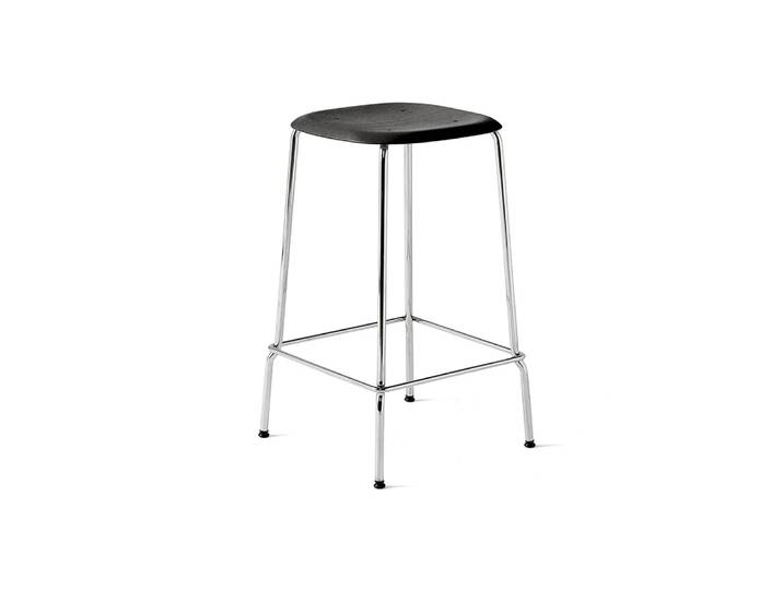 HAY Soft Edge 30 Low Barhocker Schwarze Eiche-Chromgestell