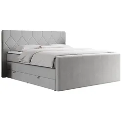 BOXSPRINGBETT KING EIGAR 180/200 Hellgrau Struktur - H3