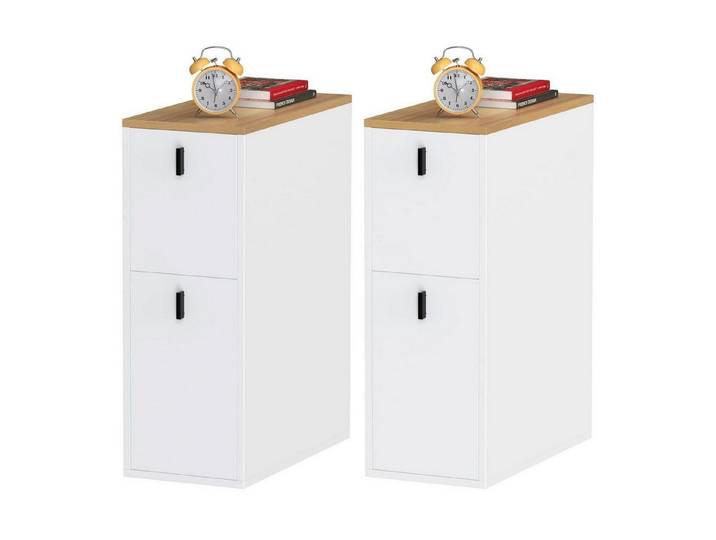 LuxusKollektion Nachttisch Schmaler Nachttisch 2 Schubladen 25x68x51cm (2-St)