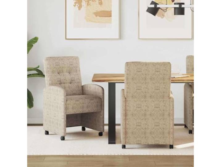 KGHFDVB Esszimmerstühle mit Rollen 2er Set Kunstleder Hellgrau Metall-Sperrholzrahmen, ergonomische Polsterung, flache Armlehnen, Innenbereich, einfacher Zusammenbau