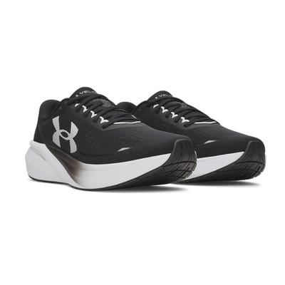Laufschuh UNDER ARMOUR "UA VELOCITI PACE", Herren, Gr. 49,5, schwarz-weiß (schwarz, weiß, weiß), Synthetik, Textil, Schuhe Laufschuh, für regelmäßiges Lauftraining mit leichtem, schnellem Laufgefühl