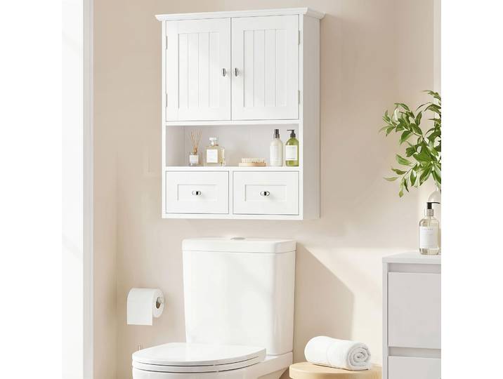 kleankin Armoire Murale Salle de Bain 2 Tiroirs 50,8x17,8x66 cm Blanc