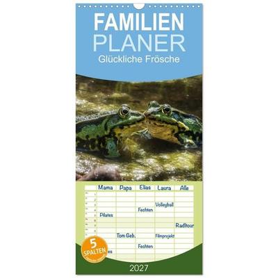 Familienplaner 2027 - Glückliche Frösche mit 5 Spalten (Wandkalender, 21 x 45 cm) CALVENDO