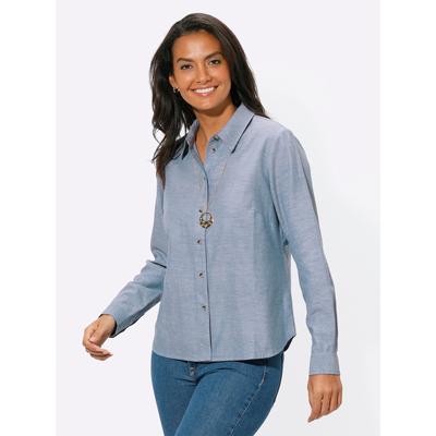 Hemdbluse CASUAL LOOKS, Damen, Gr. 42, blau (taubenblau, meliert), 100% Baumwolle, meliert, unifarben, Blusen Hemdbluse
