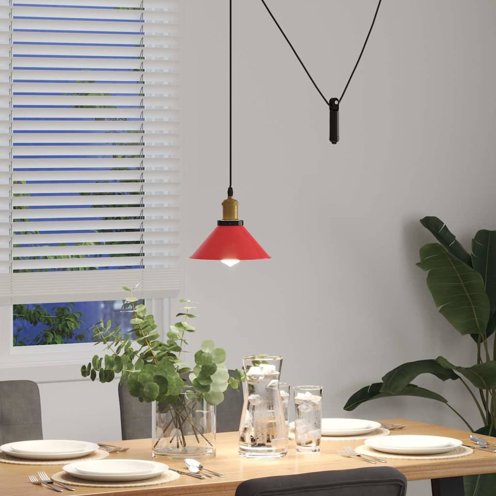 vidaXL Lámpara colgante regulable en altura E27 rojo brillante Ø 22cm Rojo