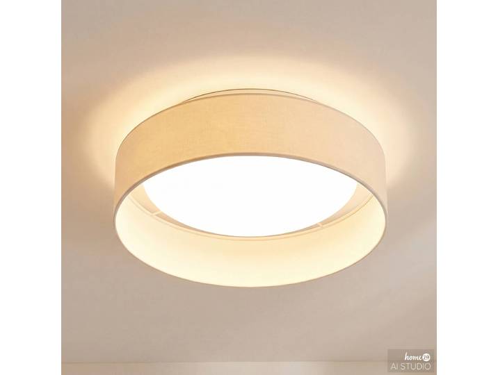 Deckenleuchte JOULO 41 x 11 x 41cm Weiß/Weiß Gestell: Eisen, pulverbeschichtet Schirm: Textil LED LED-Platine