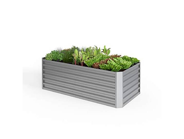 ok-Living Hochbeet Kräuterbeet Gemüsebeet rechteckig 180x90x60cm (LxBxH) Silber Pflanzkasten Frühbeet Aufzucht Beet Garten