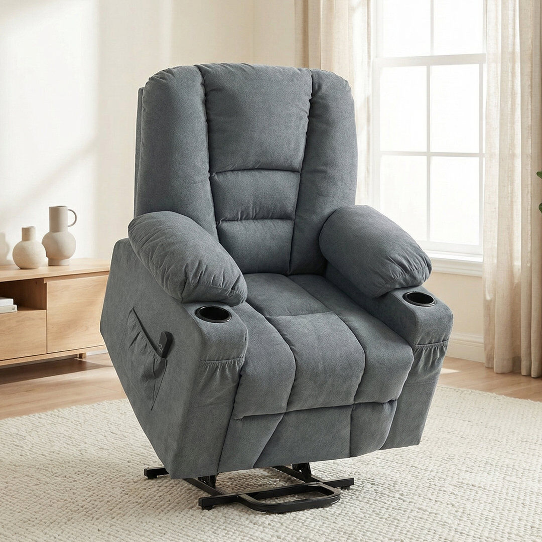 Ebern Designs Gotti Riser and Recliner Chair w/ Remote Lift Chair for Elderly Grey 104cm H X 85cm W X 94cm D