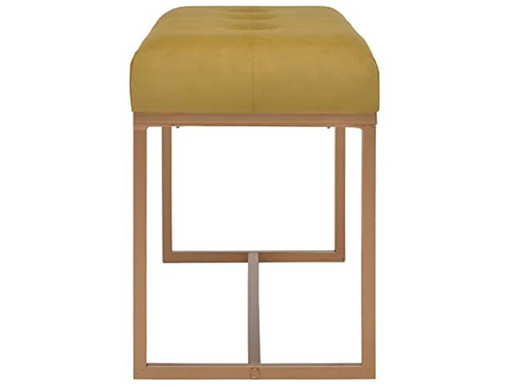 KTHLBRH Sitzbank 80 cm Samt Senf und Gold Pulverbeschichtetes Eisen, einfach zu montieren, für Wohnzimmer und Eingangsbereich