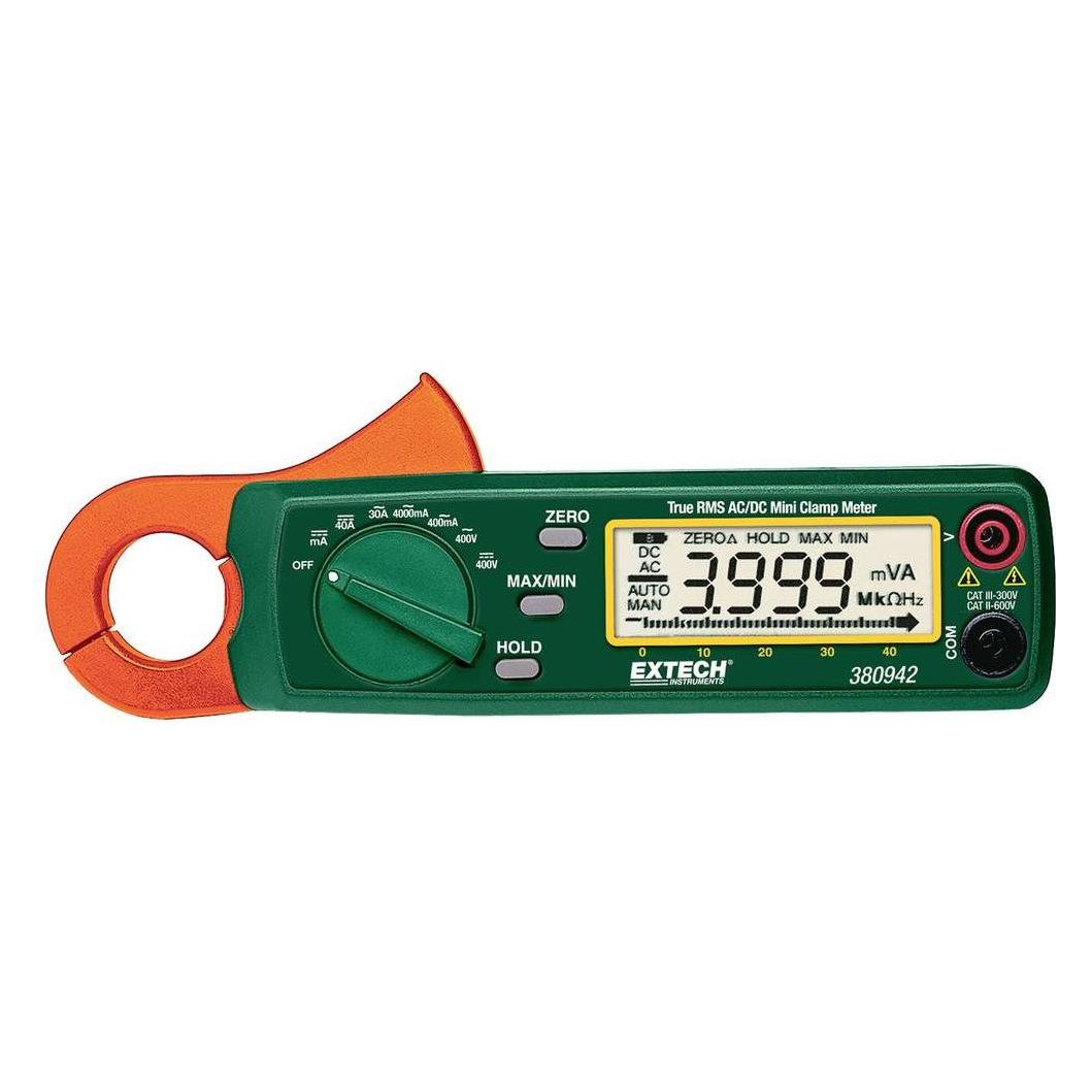 Extech AC/DC-Echteffektiv-Mini-Stromzange 30A (CAT II 600V, CAT III 300V, Zangenstrommesser) (380942)