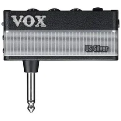 Vox Kopfhörer-Verstärker für Gitarre amPlug 3 US Silver + Bonus In-Ear Kopfhörer, Kopfhörerverstärker, Silber, Schwarz