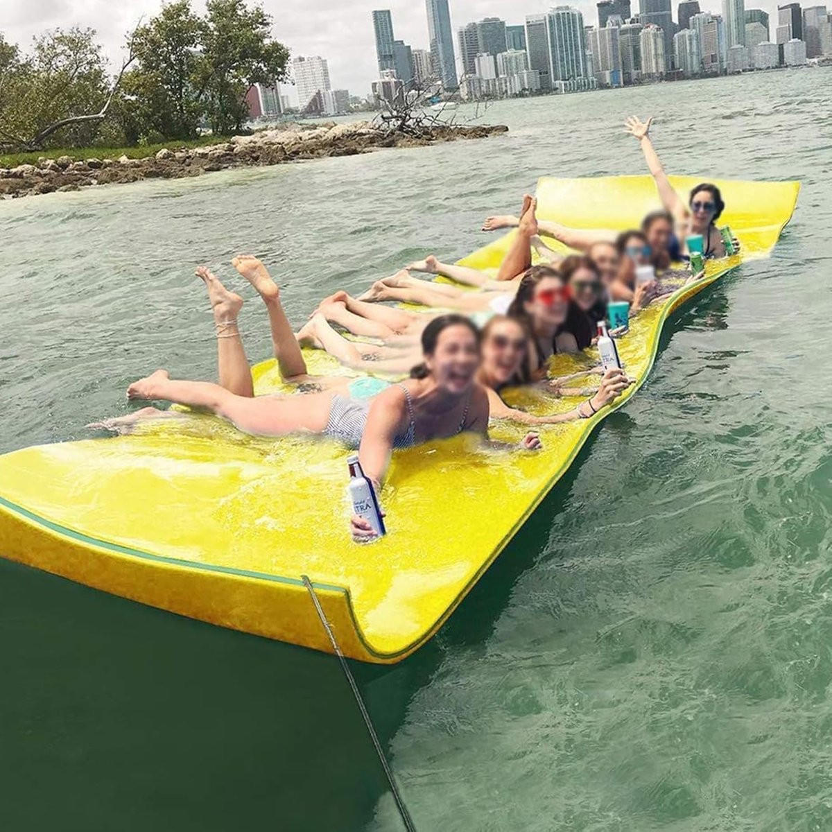 Waterpret Familie Zwemmat XPE Schuim Drijvend Matras - Geel - 150 x 120 cm