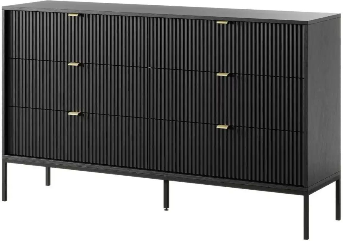 Höffner Kommode  Nova ¦ schwarz ¦ Maße (cm): B: 154 H: 91