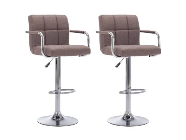 vidaXL 2X Barstuhl Höhenverstellbar Barhocker Tresenhocker Tresenstuhl Küchenhocker Drehhocker Loungesessel Thekenhocker Taupe Stoff
